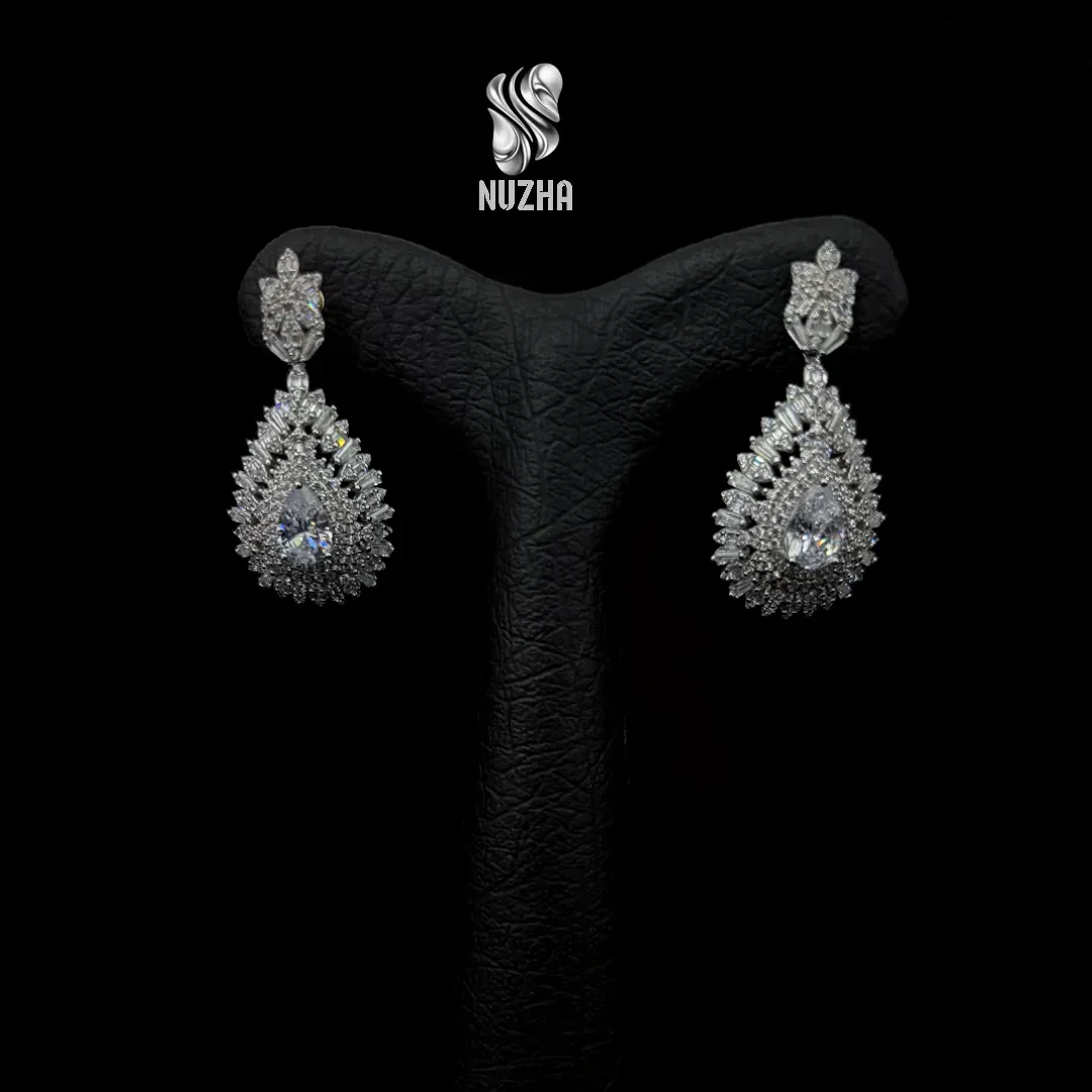 گوشواره جواهری نقره کد:gn1027