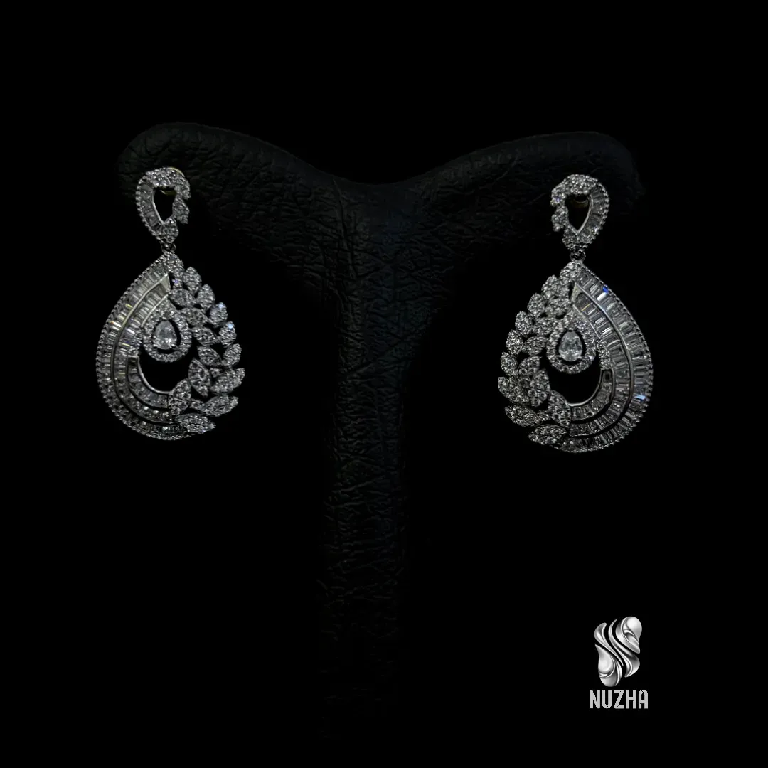 گوشواره جواهری نقره کدgn1029